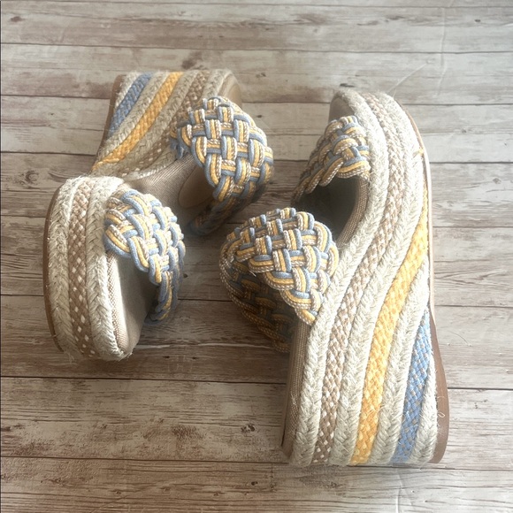 Castaner Blue and Yellow Woven Platform Sandals - Picture 5 of 11